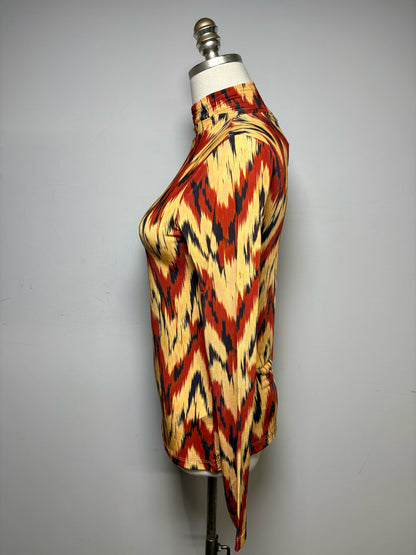 Women's Size M Ulla Johnson Multi-Color Print Stretch NWT Pre-Owned Turtleneck Top