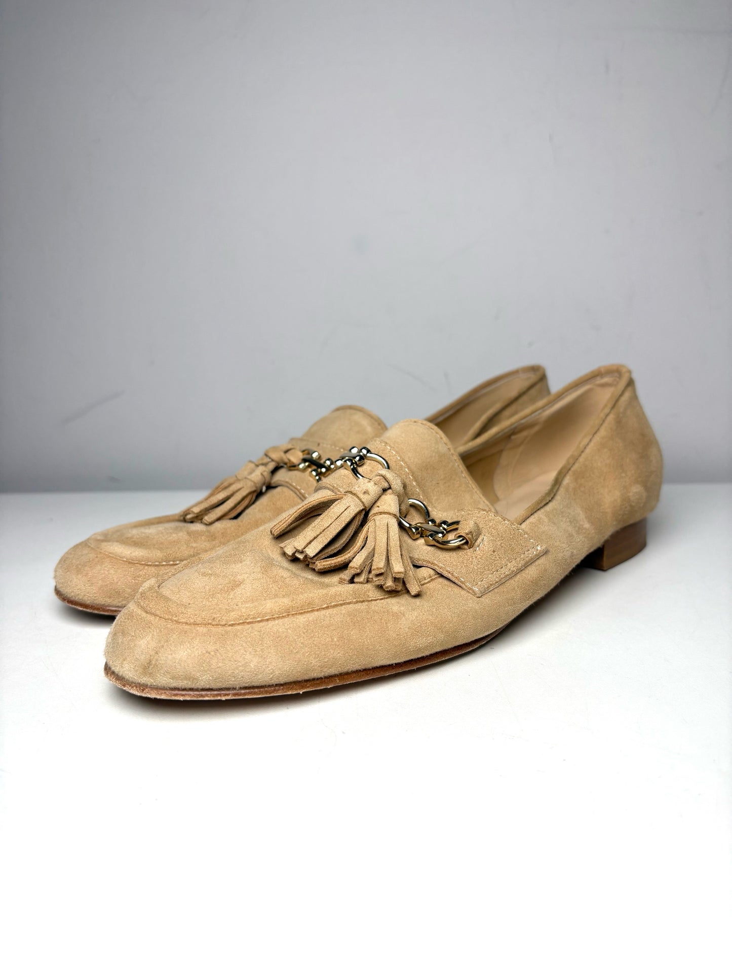 W Shoe Size 39.5 Clorinda Antinor The Filippai Beige Suede Pre-owned Sandals