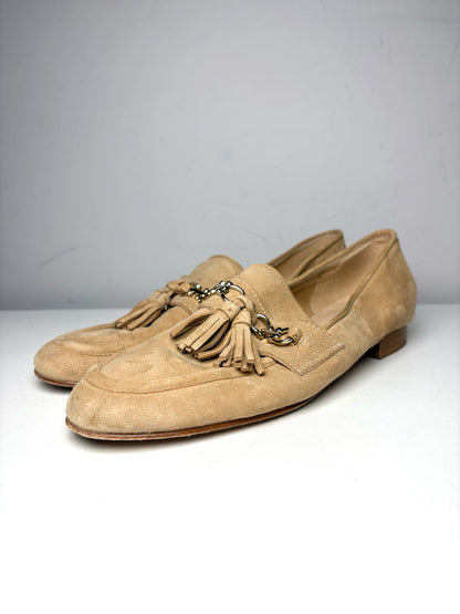 W Shoe Size 39.5 Clorinda Antinor The Filippai Beige Suede Pre-owned Sandals