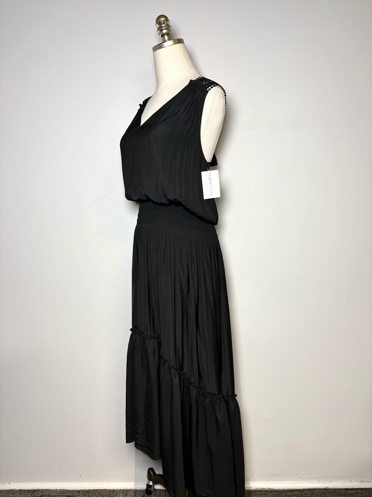 Women Size L Ramy Brook Black Solid Polyester Pre-owned Dress