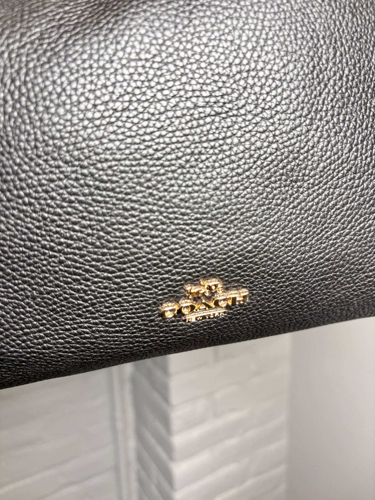 Coach Solid Pebble Leather Pre-owned Black Edie Purse