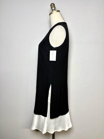 Women Size 34 (4 US) Vintage Karl Lagerfeld Y2K Black, White Ruffle  Hem Dress