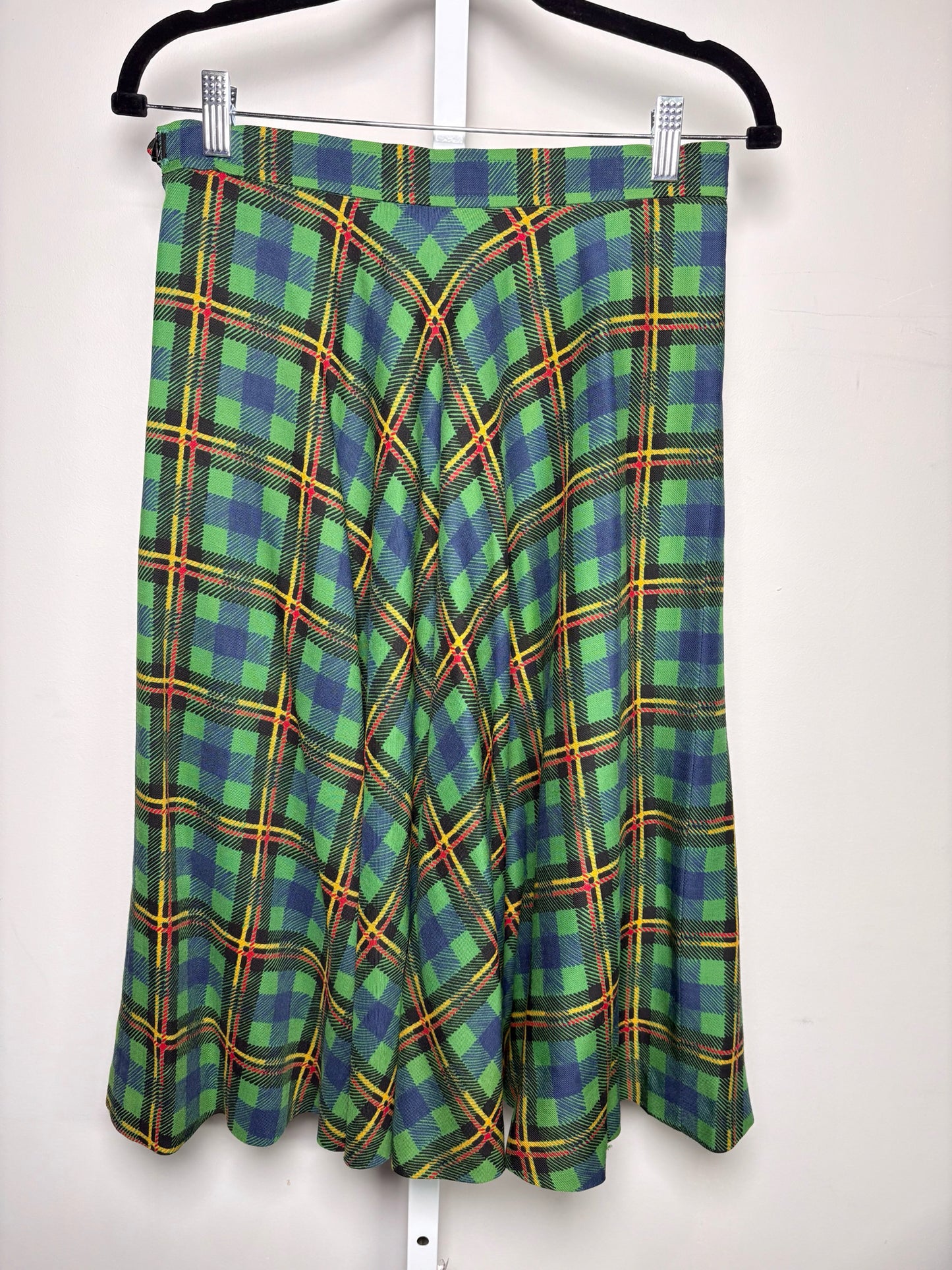 Women Size 42 ( 6 US) Saint Laurent Green Plaid Vintage Skirt