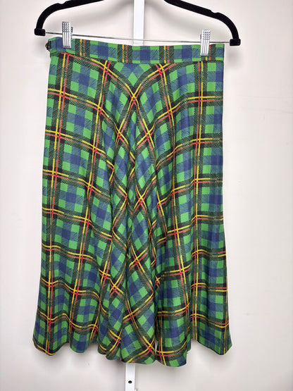Women Size 42 ( 6 US) Saint Laurent Green Plaid Vintage Skirt
