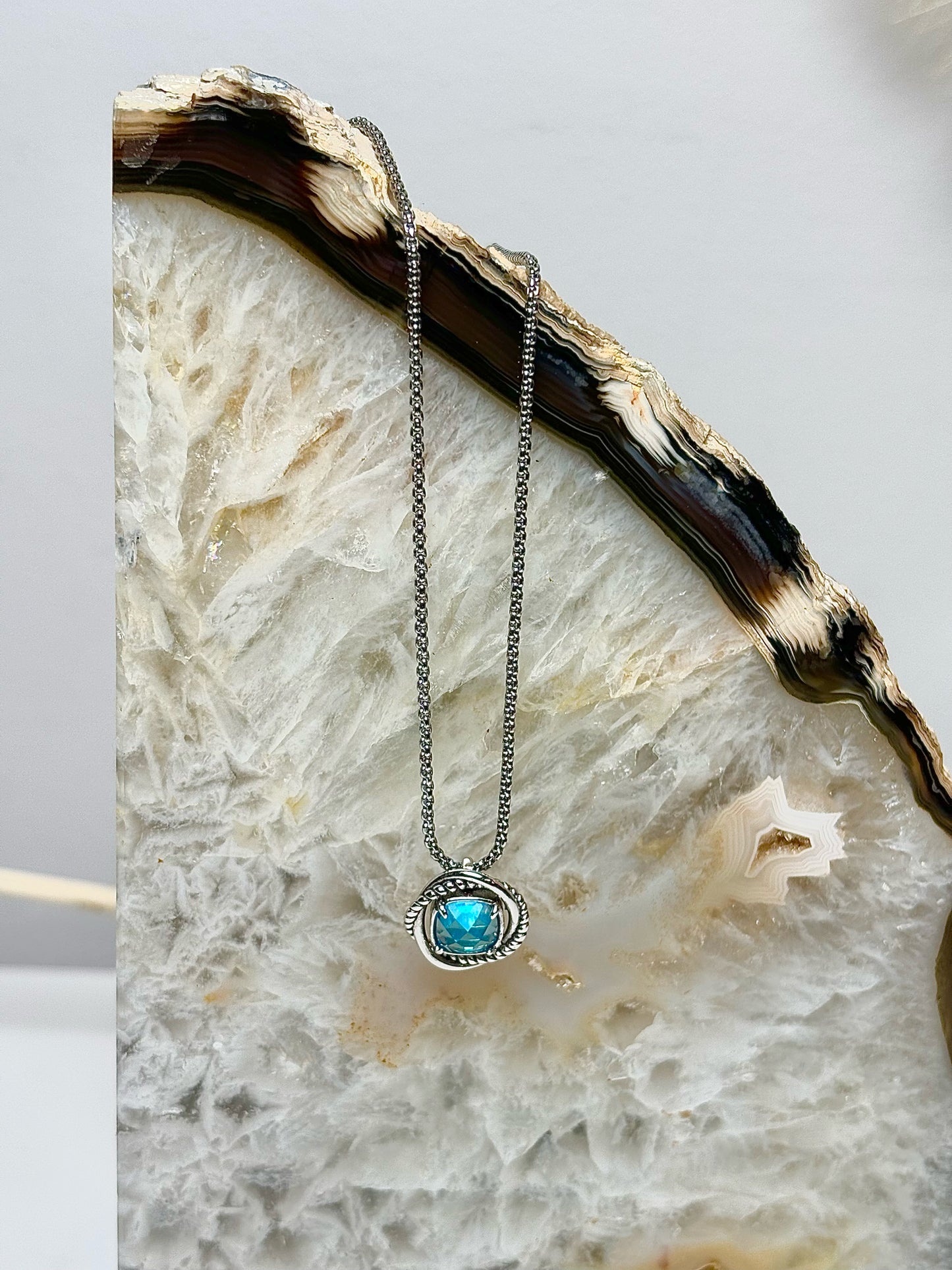 Blue David Yurman Blue Topaz Sterling Silver 17" Necklace