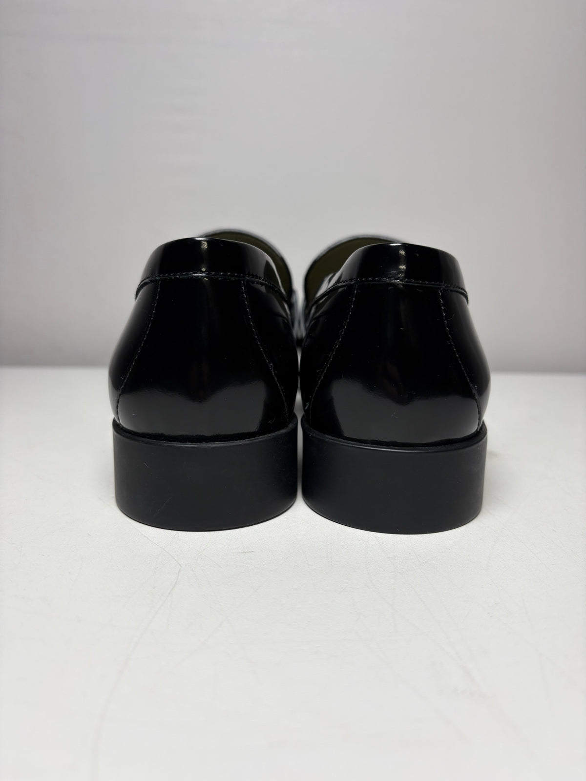 Women's Size 39 (US 9) Bottega Veneta Monsieur Black Patent Leather Pre-Owned Horsebit Loafers