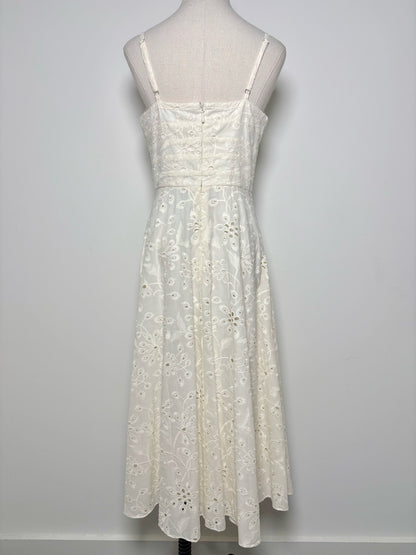 Women Size 6 BCBG Max Azria Cream Eyelet Lace Cotton NWT Dress