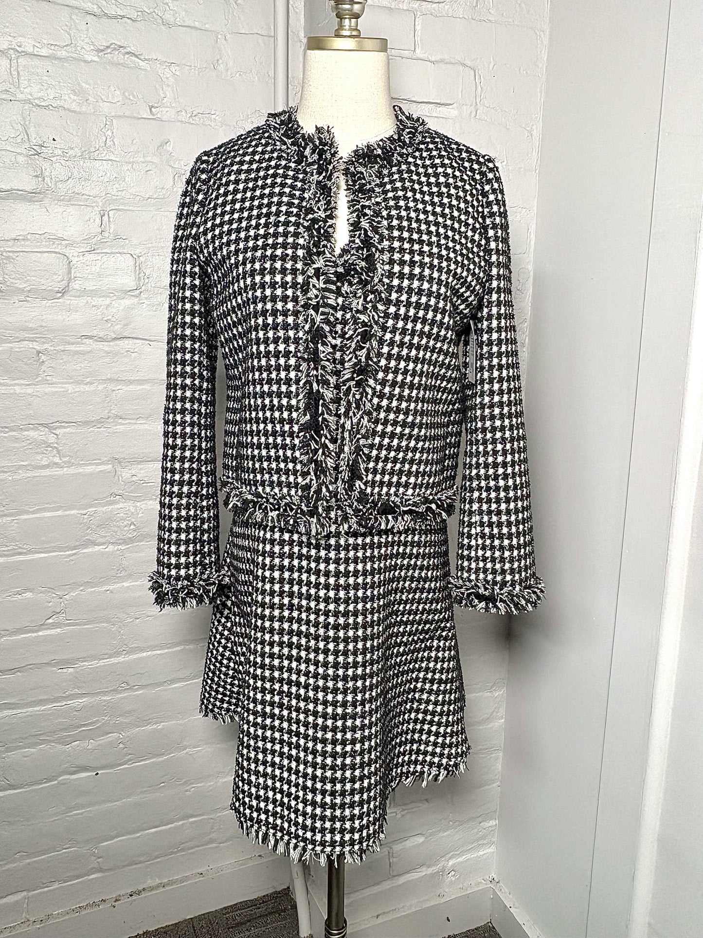 Women Size 2 Kate Spade New York Black & White Tweed Pre-owned Blazer