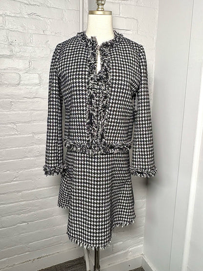 Women Size 2 Kate Spade New York Black & White Tweed Pre-owned Blazer