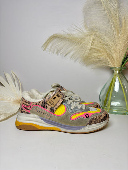 W Shoe Size 6.5 Gucci Ultrapace Multi-Color Leather Suede Tennis shoes