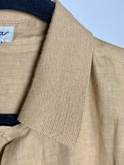 Byblos Tan Linen Blend Solid Men's Vintage Shirt