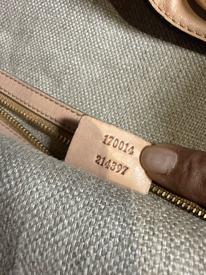 Gucci Flora Wave Horsebit Canvas, Leather Bag