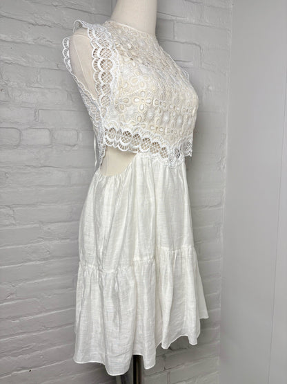 Women Size 36 Sandro White Crochet Not Vintage Dress