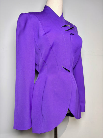 Women Size 36 (4 US) Thierry Mugler Paris Purple Solid Vintage 2 Piece Set