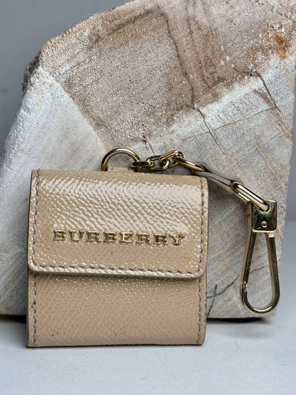 Burberry Patent Leather Mini Wallet Tri-fold Khaki Keychain