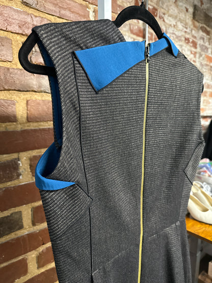 Women Size 8 Roland Mouret Dark Gray Tweed Midi Fit and Flare Dress