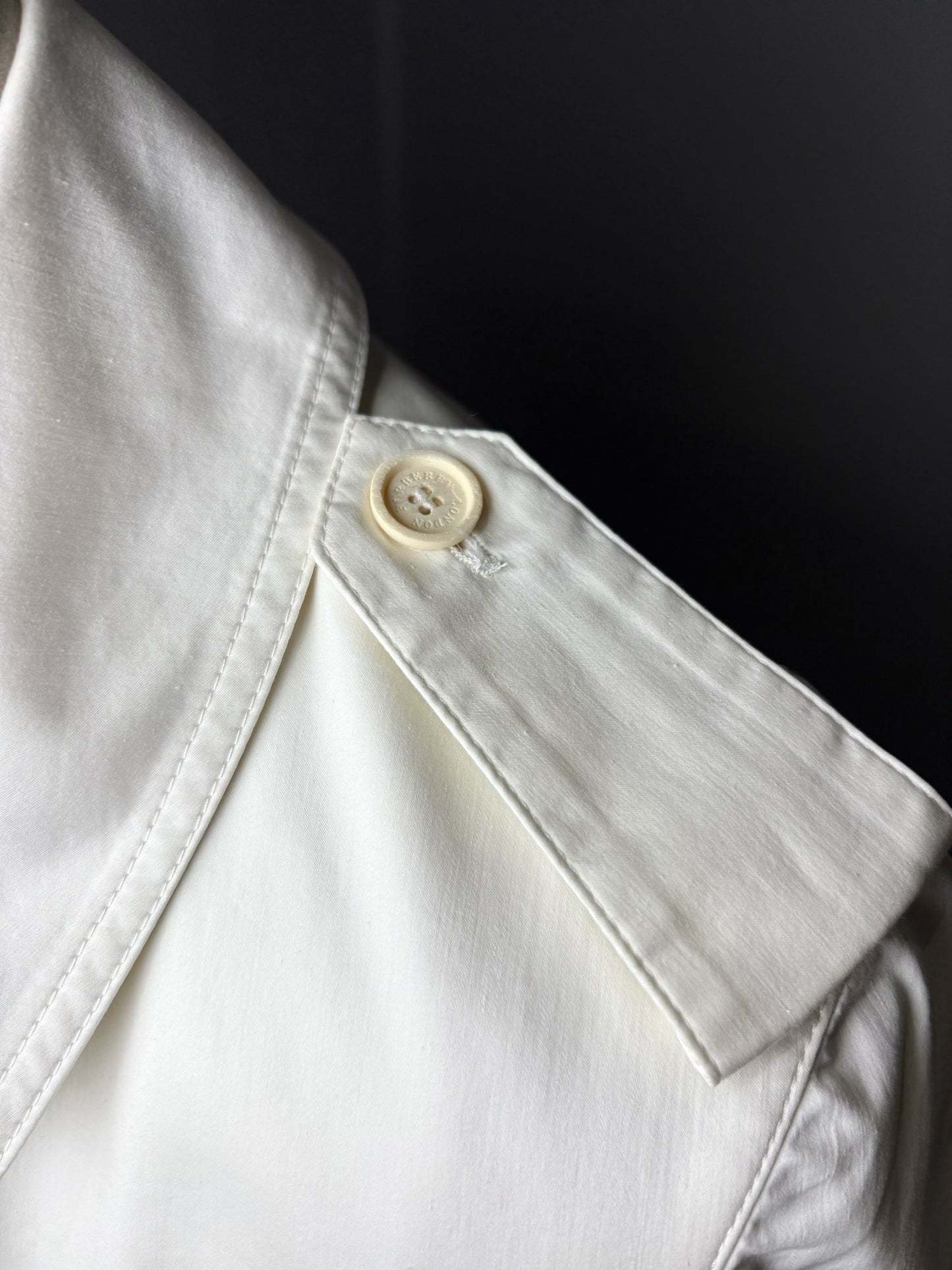 Women Size 4 Burberry White Cotton Blend Trench/Rain Coat
