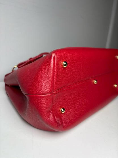 Women's Authentic Polène Numéro Un Red Pebbled Leather Pre-Owned Top Handle Crossbody Bag