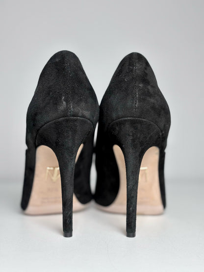 W Shoe Size 37.5 (7 US) Tamara Mellon PVC Stars Black Suede Pre-owned Heels