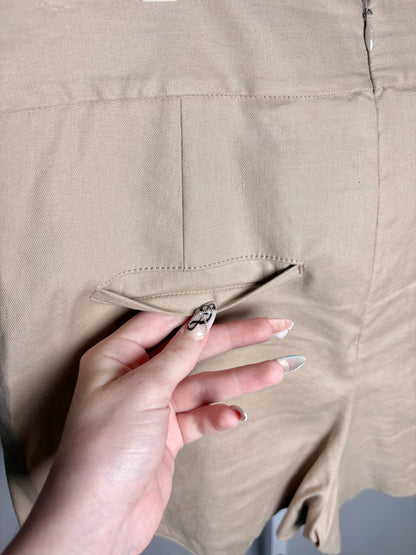 Women Size 8 Veronica Beard Khaki Solid Linen, Cotton Blend Women's Skirt
