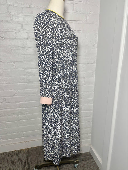 Women Size 4 Max Mara Blue, Cream Geometric Print Jumpsuit