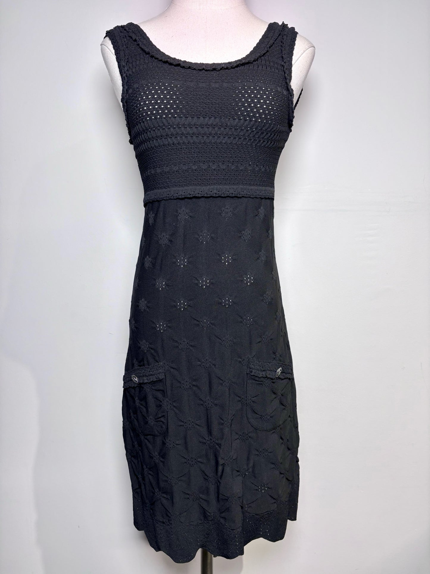 Women Size 36 (XS) Chanel Black Knit Mini Dress
