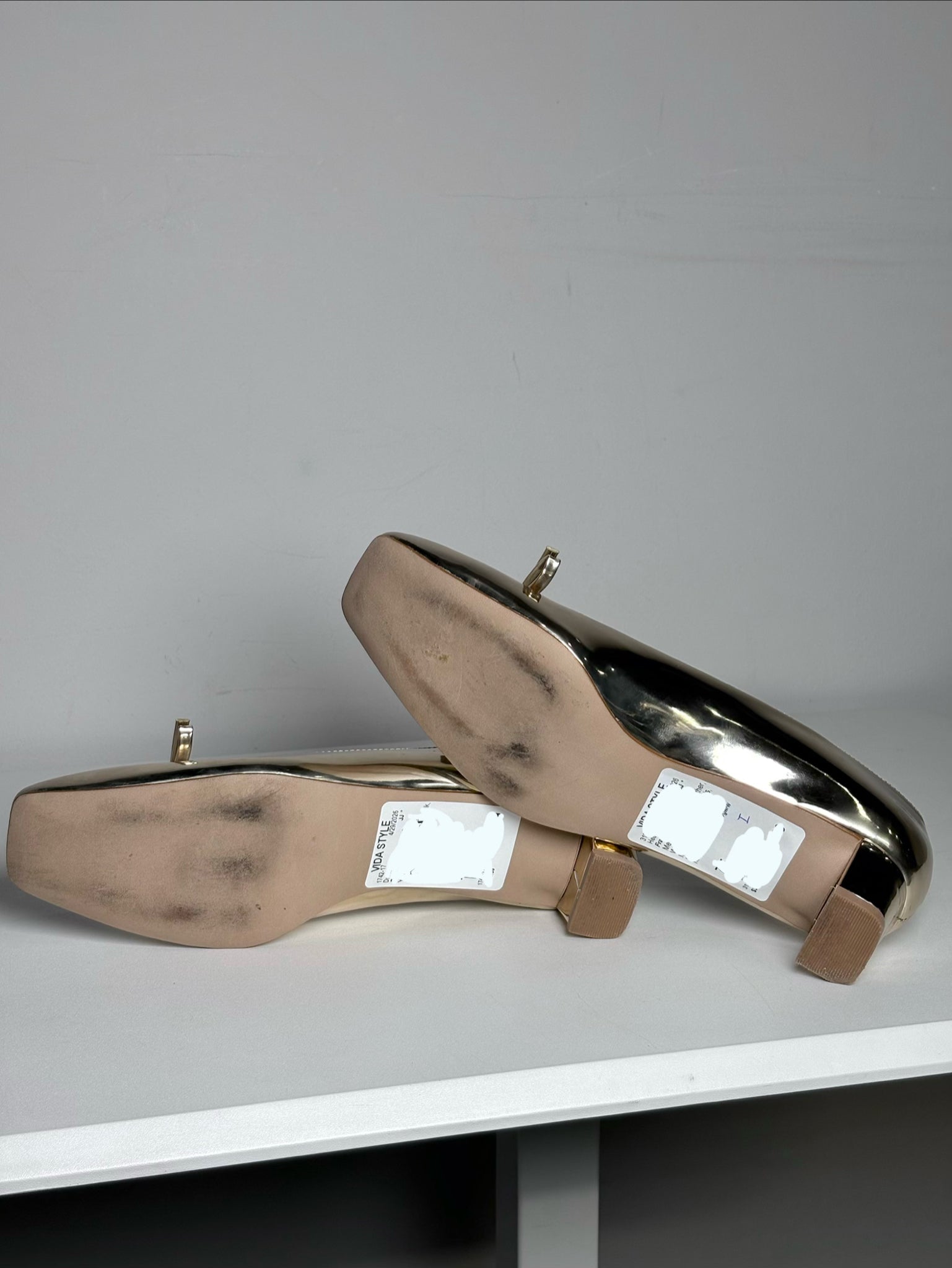 W Shoe Size 7.5 Frances Valentine Metallic Gold Vegan Leather Pre