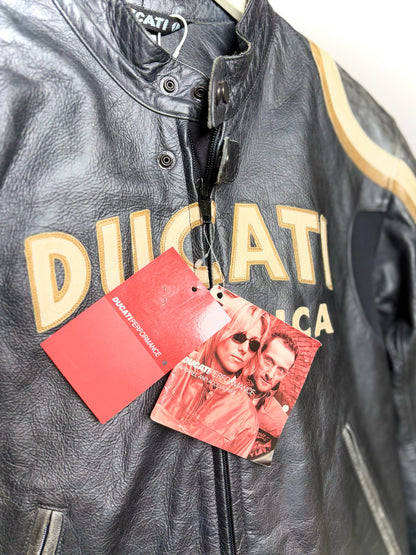 Ducati Black Leather Logo Motorcycle Men's L Jacket