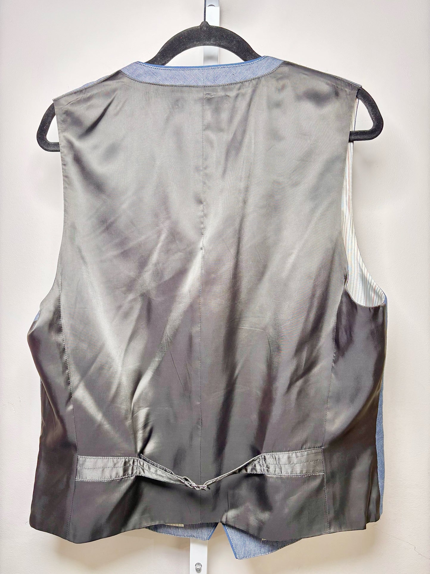 John Varvatos USA Blue Linen, Cotton Pinstripe Men's 42 (L) Vest