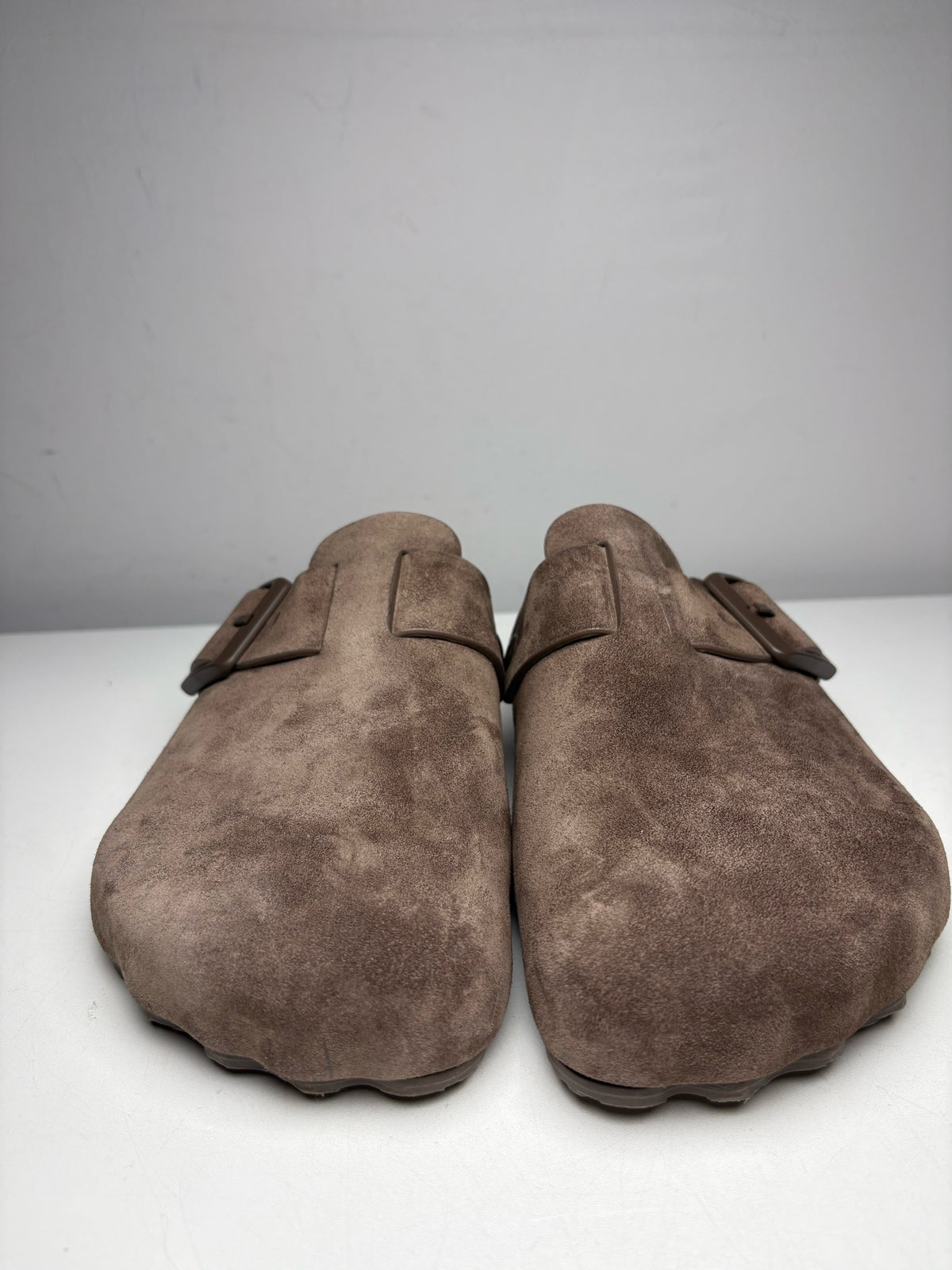 Women's Shoe Size 40 Authentic Balenciaga Sunday Mules Brown Suede Leather Pre-Owned Slip-Ons