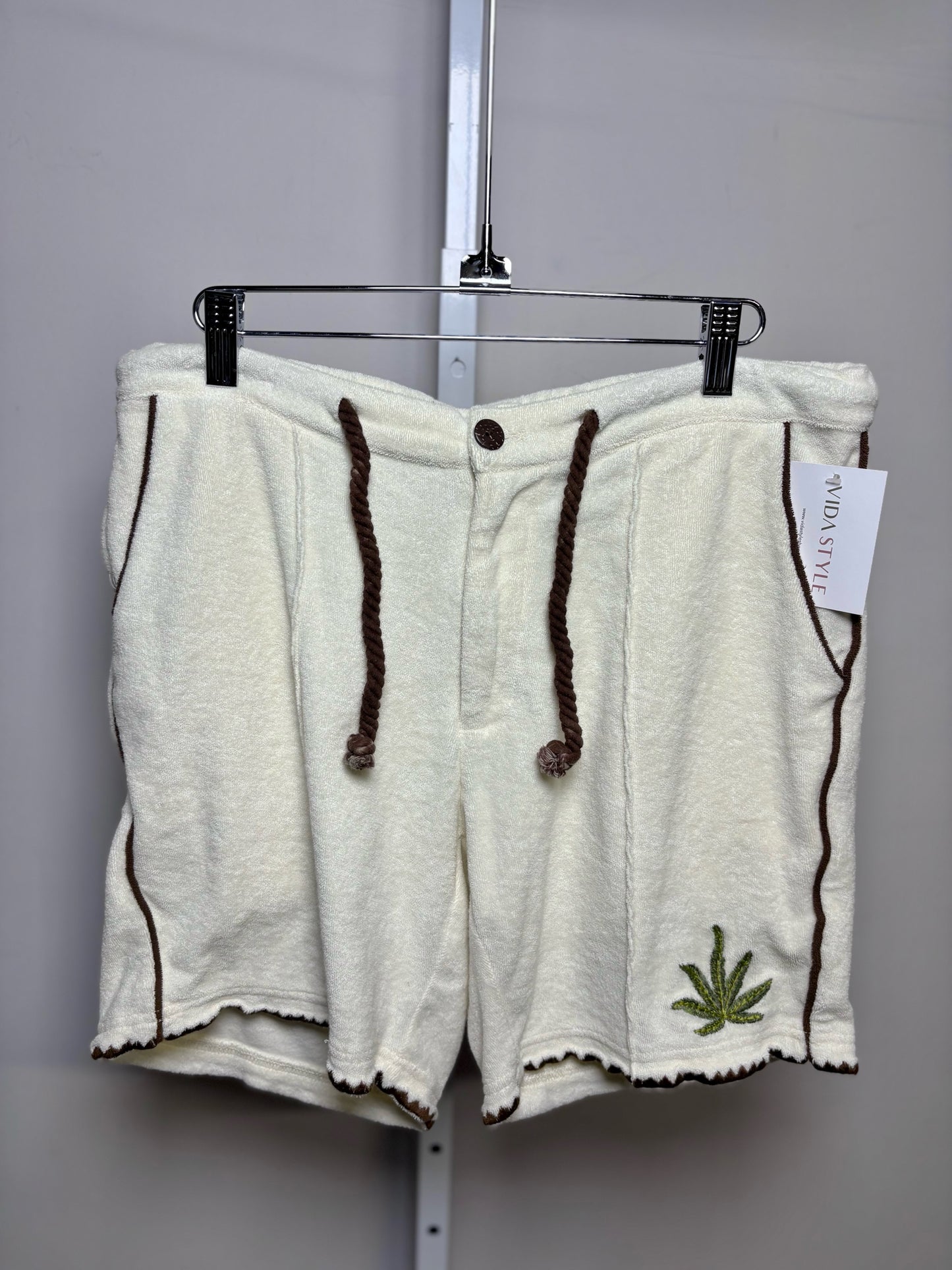 Tommy Bolo Cream 100% Organic Cotton Terry Embroidered Palm Men's S 2-Piece Set