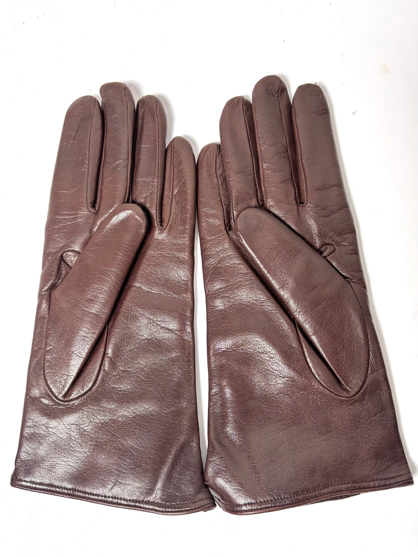 Madova Brown Leather, Cashmere Ladies Sz 6.5 Gloves