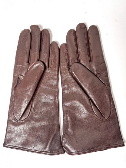 Madova Brown Leather, Cashmere Ladies Sz 6.5 Gloves