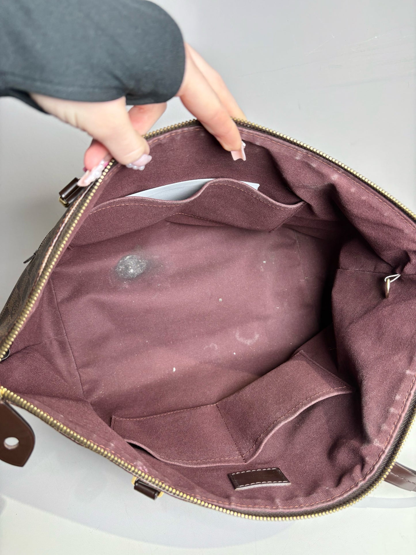 Coated Canvas Louis Vuitton Damier Ebene Pre-owned Brown Medium Purse