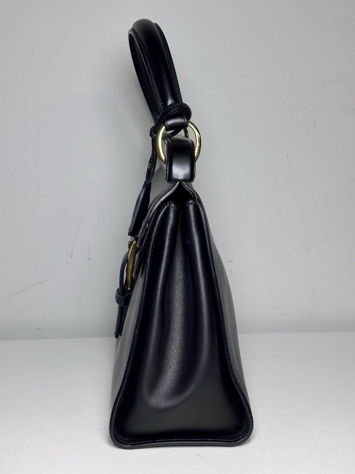 Women's Gucci Top Handle Vintage Leather Pre-owned Black "Kelly" Purse