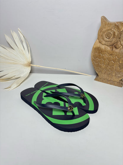 W Shoe Size 7 Tory Burch Navy Rubber Flip Flops