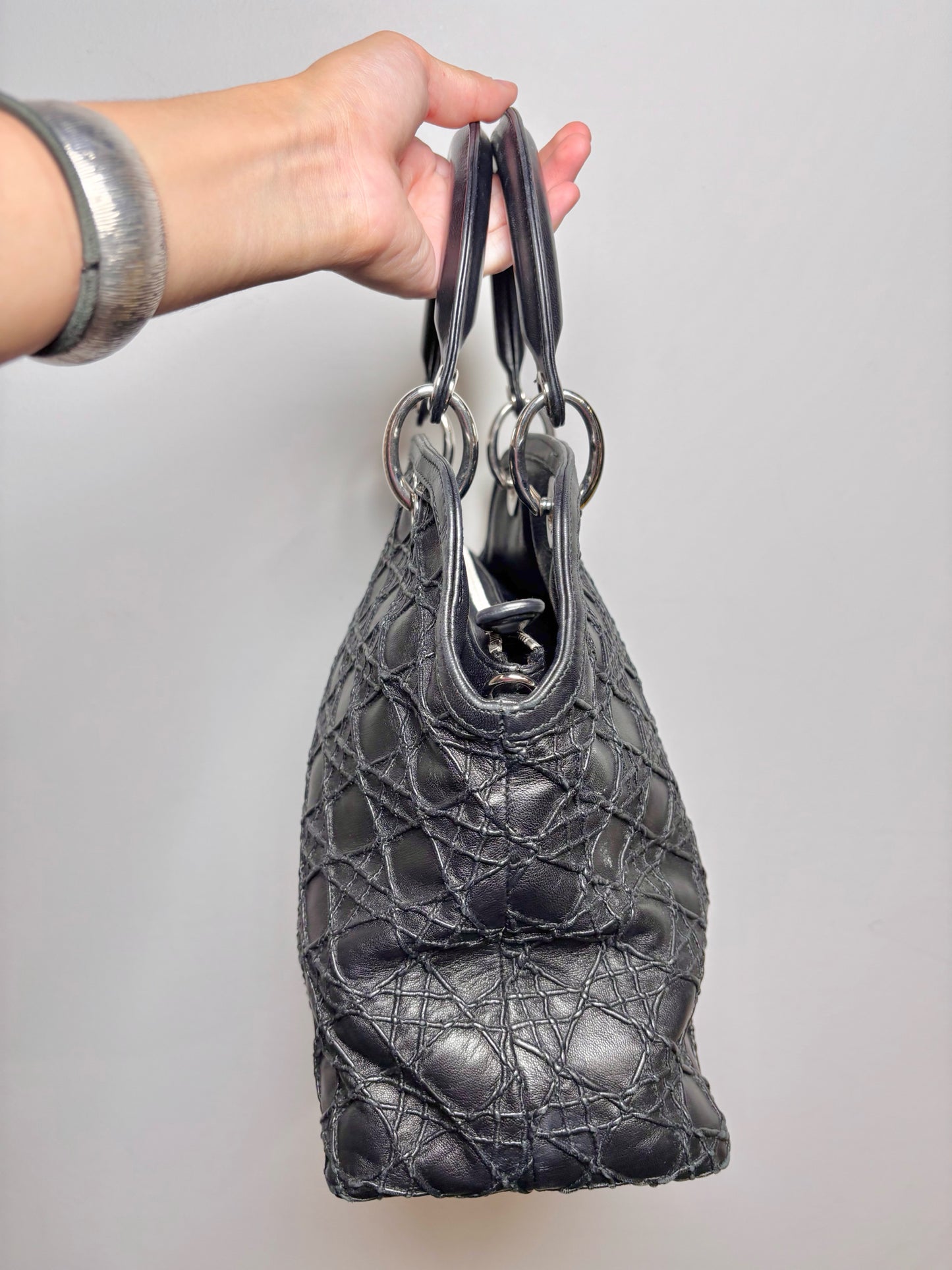 Christian Dior Cannage Stitch Granville Two Handles Satchel