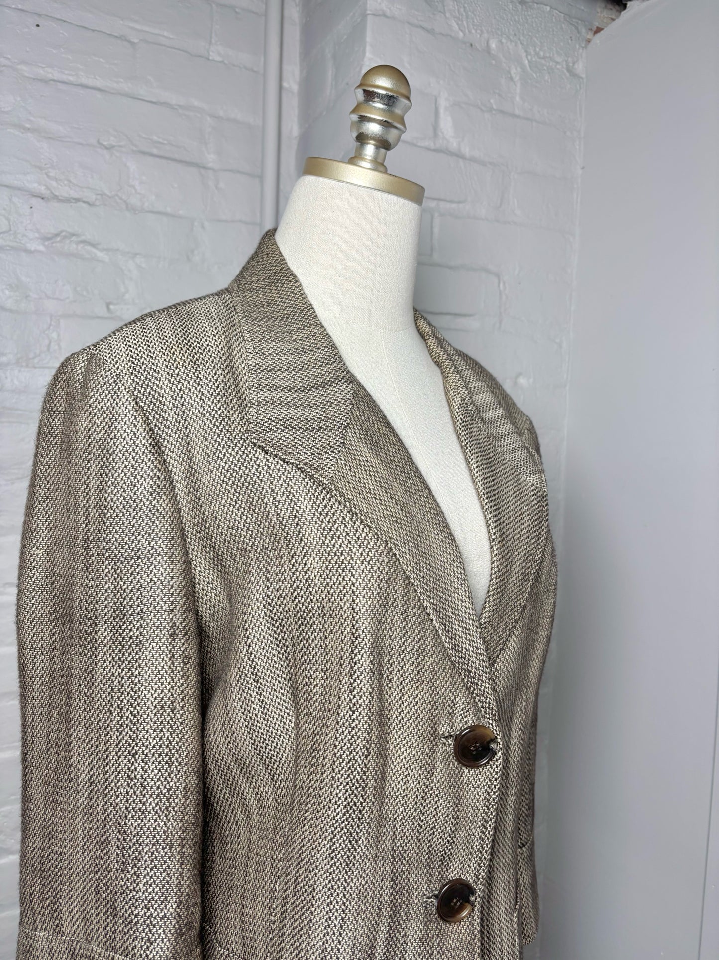 Women Size 14 Lafayette 148 Brown, Cream Blazer