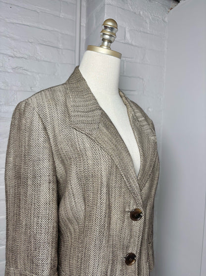 Women Size 14 Lafayette 148 Brown, Cream Blazer