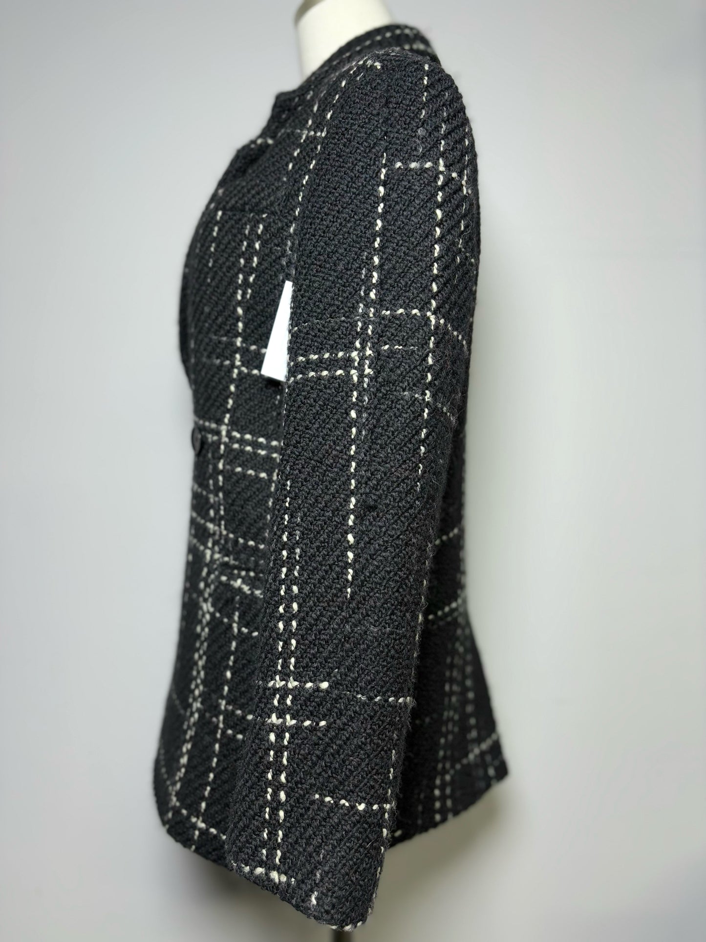 Women Size XS Anine Bing Black Plaid Wool Blend Coat