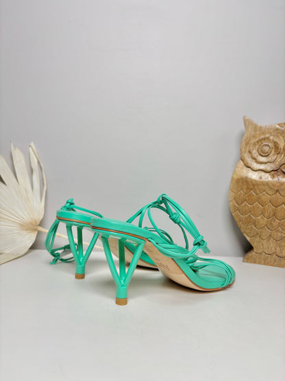 W Shoe Size 38 (8) Aje Teal Leather Cowhide NWT Heels