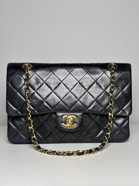 Chanel Quilted Vint Leather DoubleFlap Series 0 24K Gold-Plated Pre-owned Bag