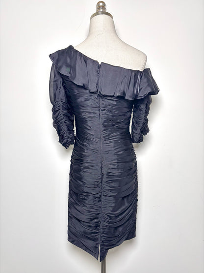 Cocktail Dress CARMEN MARC VALVO Black Tiered Ruffles Size 4