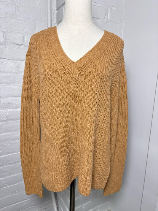 Women Size M Vince Tan Ribbed Cotton Sweater