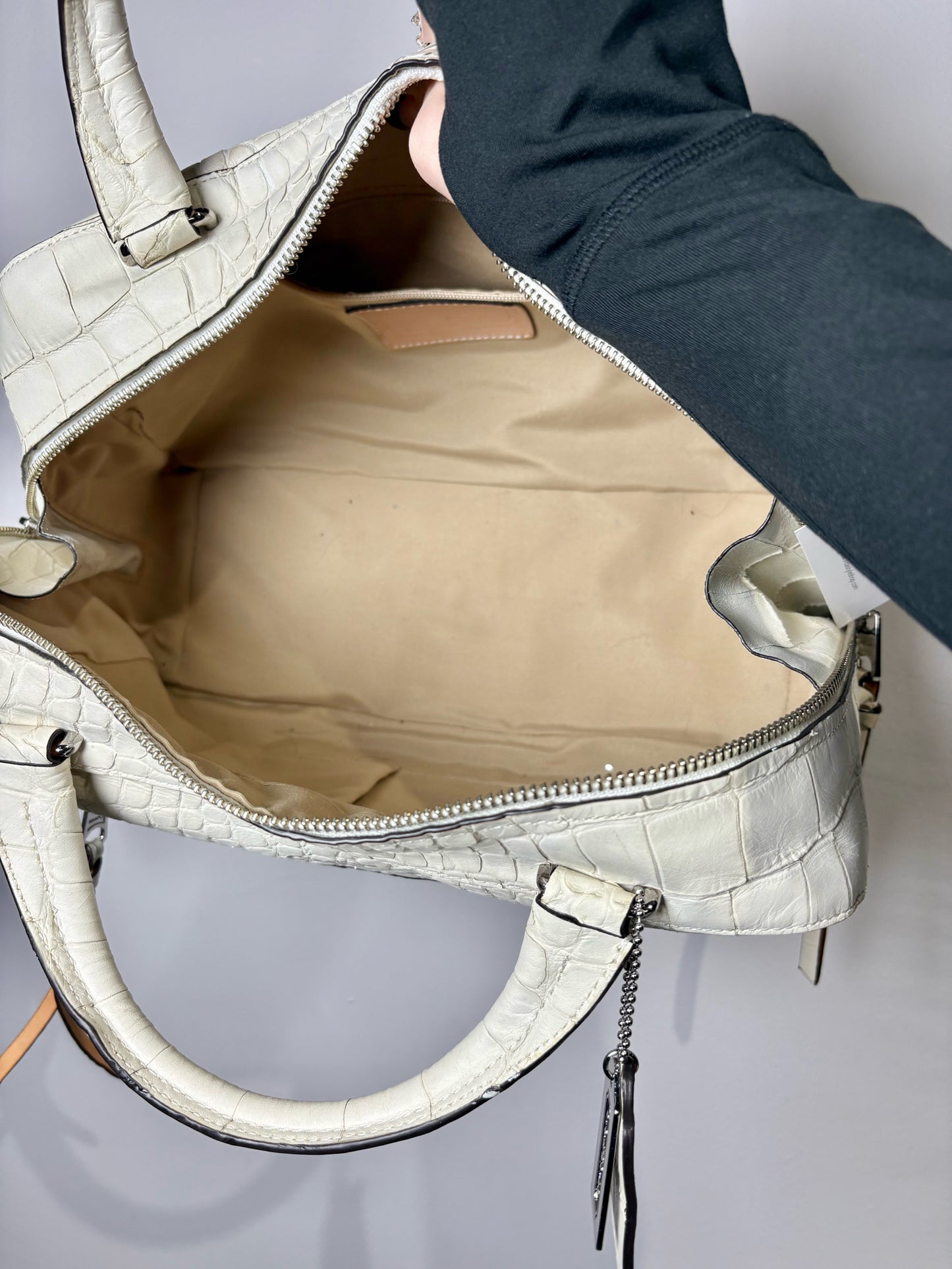 Coach Croc Embossed Leather Off-white Bleeker Purse