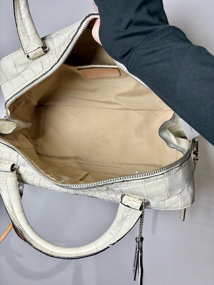 Coach Croc Embossed Leather Off-white Bleeker Purse