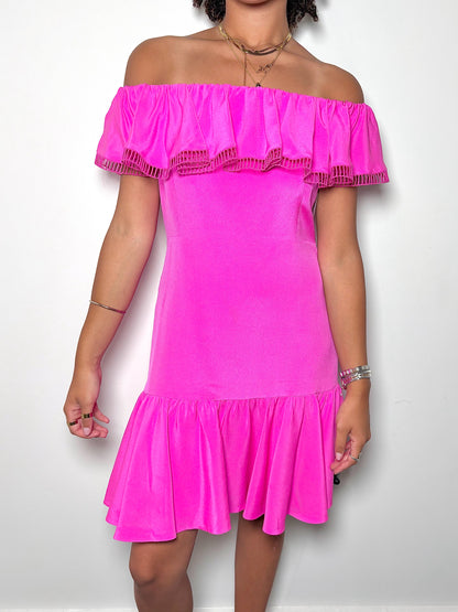 Women Size 8 Rebecca Taylor Fuchsia Solid Silk Dress