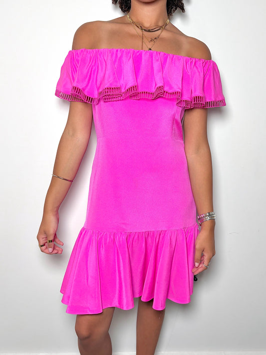 Women Size 8 Rebecca Taylor Fuchsia Solid Silk Dress