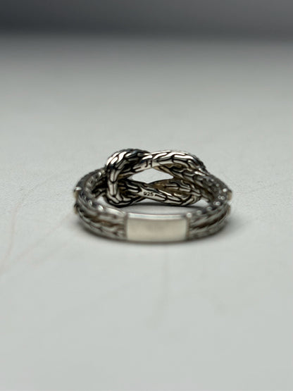 Women's Size 6 John Hardy Love Knot Diamond Sterling Silver Pre-Owned Ring