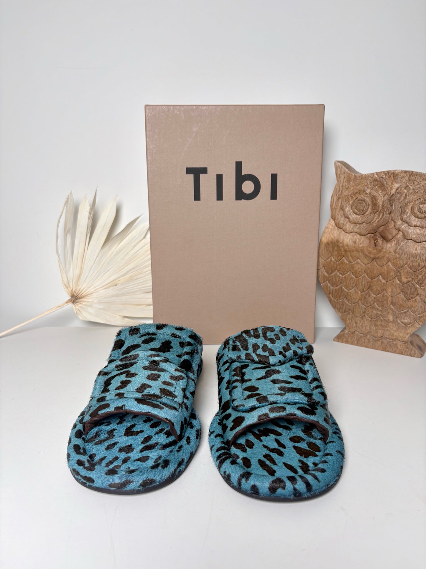 W Shoe Size 38 (7.5) Tibi Black, Turquoise Calf Hair NWT Slip-ons